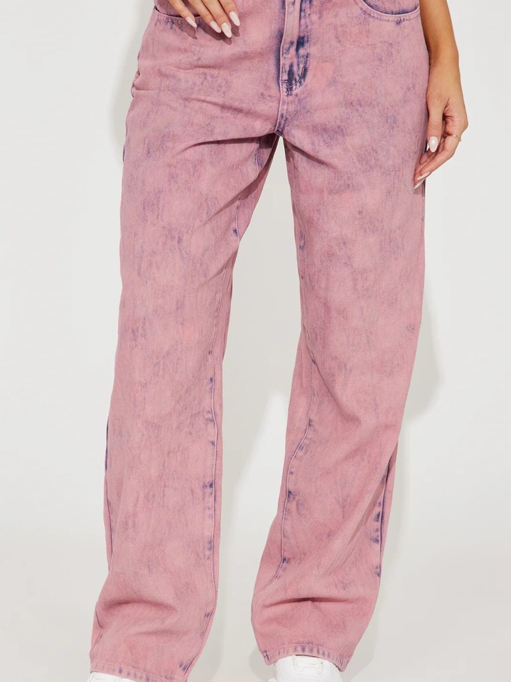 Fashion Nova Pink Acid-Wash Straight Leg Jeans